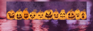 Carved Pumpkins on a purple background