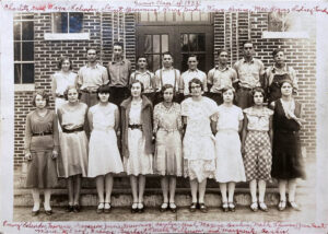 Media High School Junior Class of 1932 in front of the school