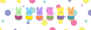 Spring colored peeps reading books